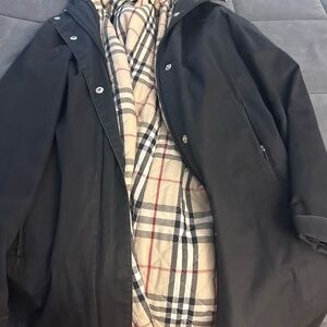 Burberry Black Trench Coat with Plaid Lining